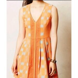 Tracy Reese Plenty Womans 6 A-line Dress Orange‎ Pleated Embroidered Pockets
